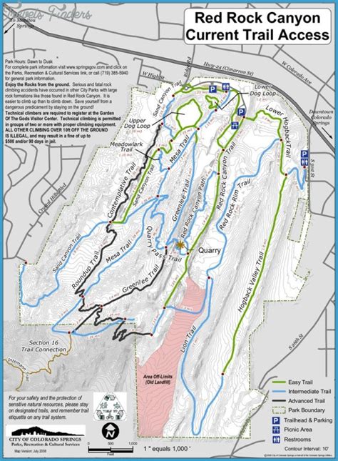 Red Rock Canyon Hiking Map Travelsfinderscom