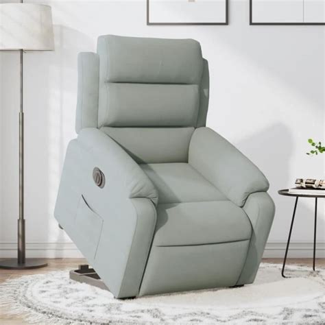 Zerodis Fauteuil Inclinable Lectrique Gris Clair Velours Ab