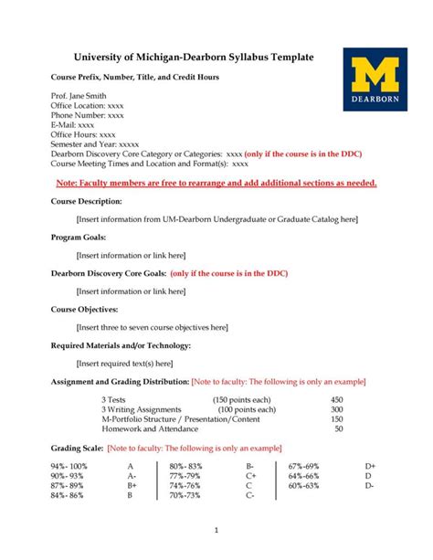 Editable Syllabus Template