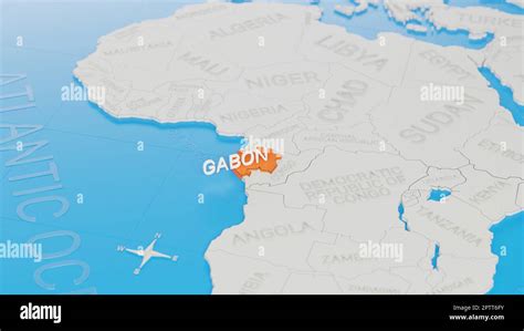 Gabon Highlighted On A White Simplified 3D World Map Digital 3D Render