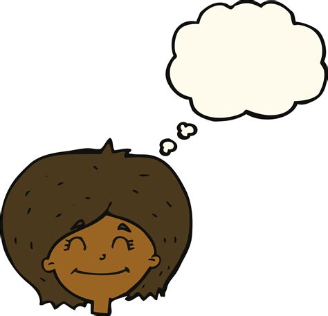 Cartoon Happy Female Face With Thought Bubble 45248849 Png