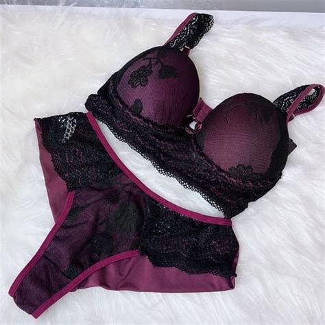 Conjunto De Lingerie Vinho Preto Enamorada Lingerie Feminina