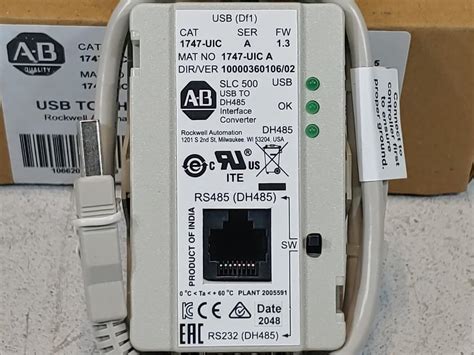 Allen Bradley 1747 UIC SLC 500 DH 485 Interface Cable Converter