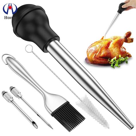 Turkey Baster Stainless Steel Turkey Baster Syringe Bulb Detachable