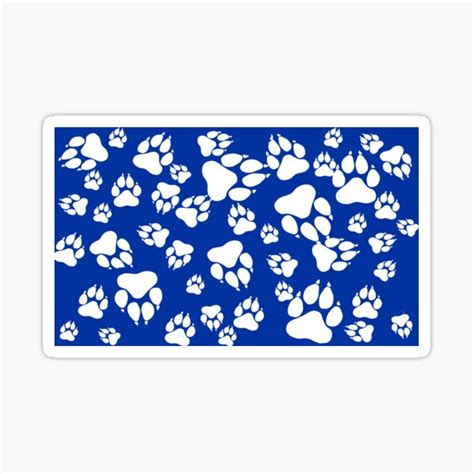 Blue And White Wildcats Paw Print Pattern Digital Design Sticker For