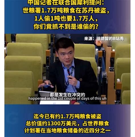 二月花（fo必回） On Twitter 中国记者在联合国犀利提问：世粮署17万吨粮食在苏丹被盗，1人偷1吨也要17万人，你们竟抓不到