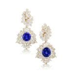 Pair Of Sapphire And Diamond Pendent Ear Clips S Magnificent