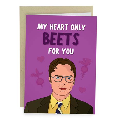 Funny Dwight Schrute Heart Only Beets For You Card Sleazy Greetings