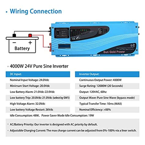 Sungoldpower 4000w 24v Pure Sine Wave Inverter Charger 24vdc To120vac