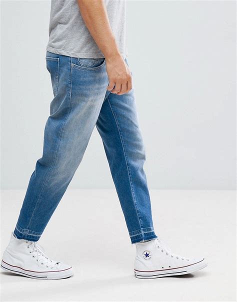 Selected Homme Jeans In Tapered Fit With Cropped Leg Blue Cropped