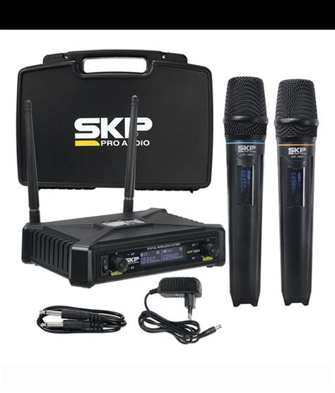 Microfone Profissional SKP UHF 300 D sem Fio Duplo Dinâmico MG Som BH