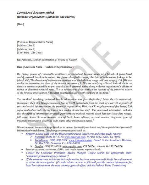 Hipaa Breach Notification Letter Template