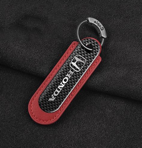 Honda Carbon Fiber With Red Leather Keychain Online