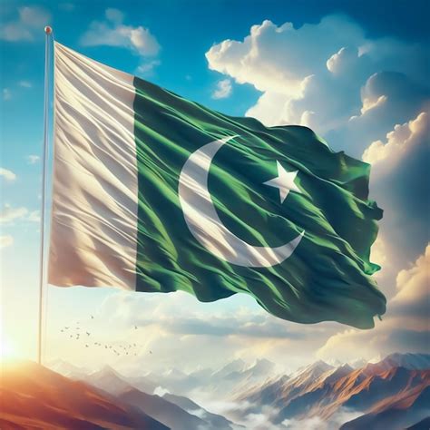 Premium Vector Realistic Pakistan National Flag Waving In Sky