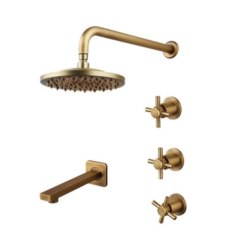 Juno Antique Brass Rain Shower Head Set