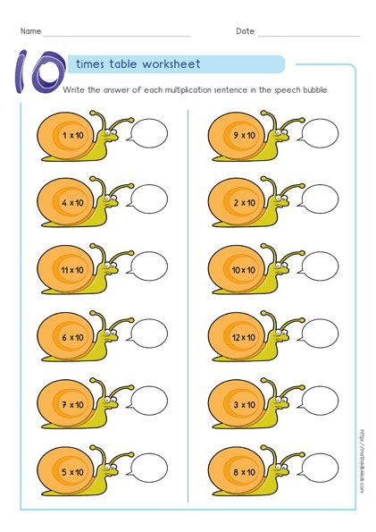 10 Times Table Matching Activity