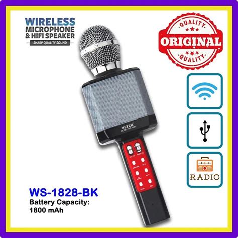 WSTER WS-1828 Microphone karaoké à condensateur sans fil Bluetooth ...
