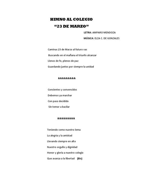 Himno Al Colegio 23 De Marzo Pdf