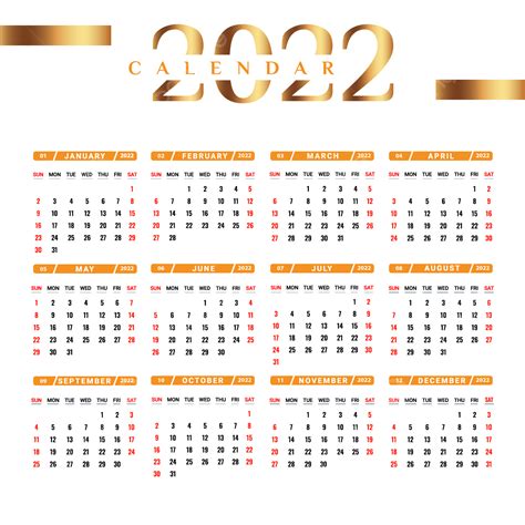 Calendario 2022 Con Amarillo Y Dorado Png Calendario Calendario 2022