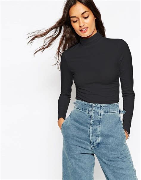 Asos The Turtle Neck Crop Top With Long Sleeves At Turtle