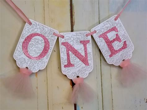 One Banner Pink and Silver Birthday Banner Girls 1st - Etsy