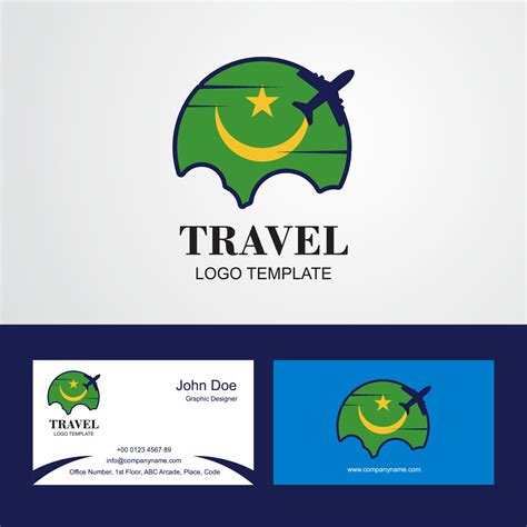 Travel Mauritania Flag Logo and Visiting Card Design 14202810 Vector