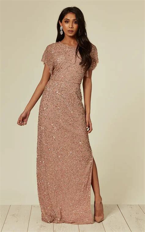 Nude Pink Maxi Dress Embellished SilkFred US Nude Pink Dress Maxi Dress Pink Maxi Dress