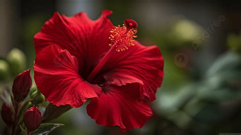 Red Hibiscus Flower With A Dark Background Red Hibiscus Flower Hd