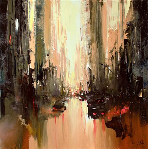 Abstract City Painting By Bozhena Fuchs Painting Oil On Canvas