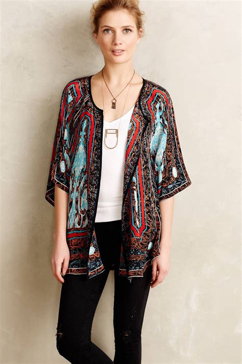 Lyst Tolani Fluttered Silk Kimono Cardigan