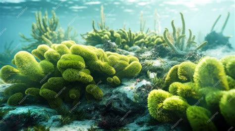 Premium AI Image | Algae that dominates the ocean due to pH changes and ...