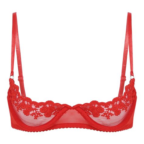 Women Sexy Half Cup Bras Open Nipple Lingerie Bralette Lace Underwired