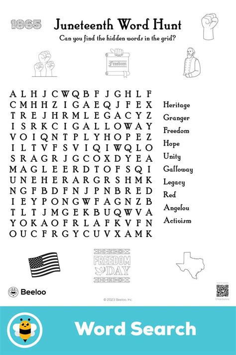 Juneteenth Word Hunt Words Hidden Words Printable Activities