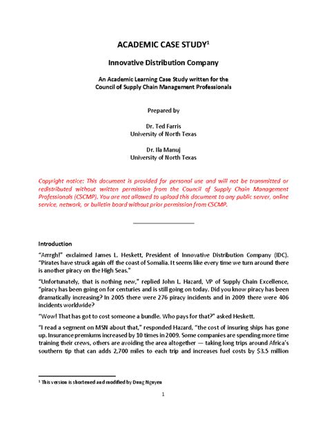 Innovative Distribution Case Study Academic Case Study 1 Innovative