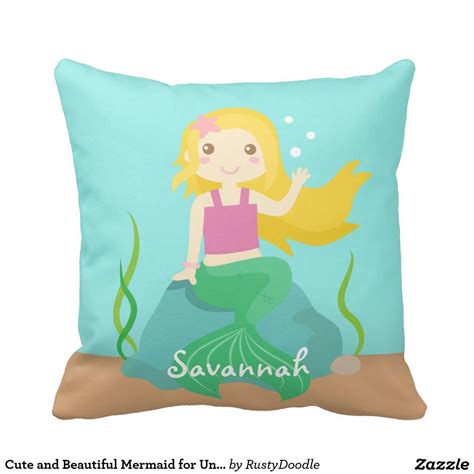 Cute And Beautiful Mermaid For Under The Sea Throw Pillow Zazzle