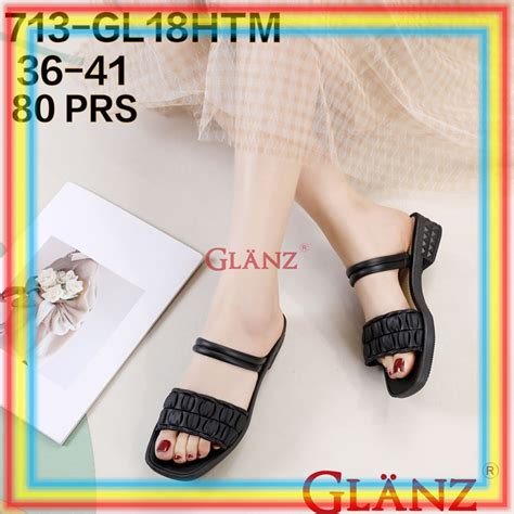 Jual 713GL18 Sandal Sepatu Wedges Wanita Glanzton Sendal Selop Cewek