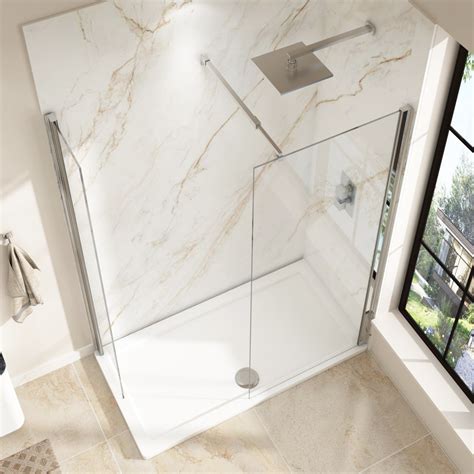 Marbella Wet Room Walk In Shower Enclosure With Tray 8mm Easy Clean