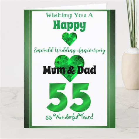 55th Emerald Wedding Anniversary Card Mum And Dad Zazzle