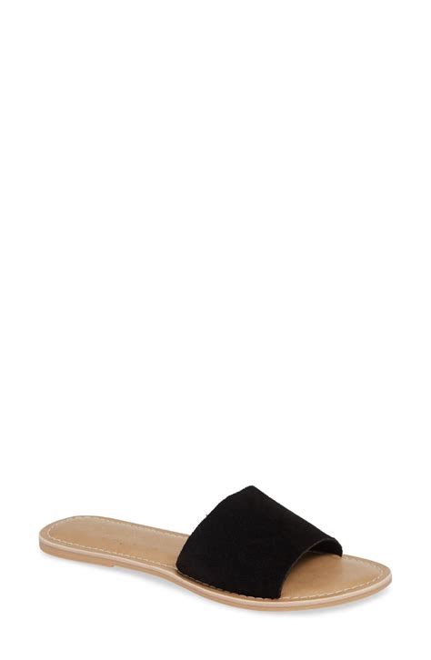 Matisse Coconuts Matisse Cabana Slide Sandal Black Suede Editorialist