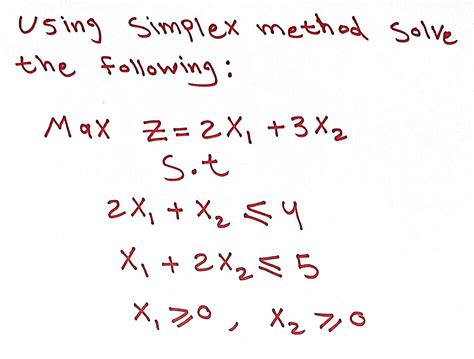 Solved Using Simplex Method Solve The