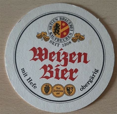 Alter Bierdeckel Aktien Brauerei Kaufbeuren Weizenbier Bierfilze