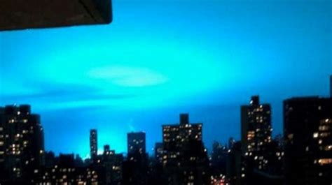 New York City Skyline Turns Bright Blue After Transformer Explosion