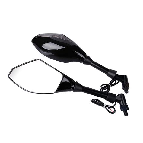 Motorcycle Universal Rearview Mirror W Turn Signals Integrated For