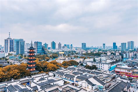 Scenery Of Tianfeng Tower And Chenghuang Temple Pedestrian Street In