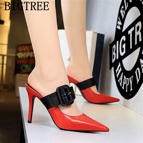 Party Shoes Luxury Heels Bigtree Shoes Mules High Heels Valentine Shoes