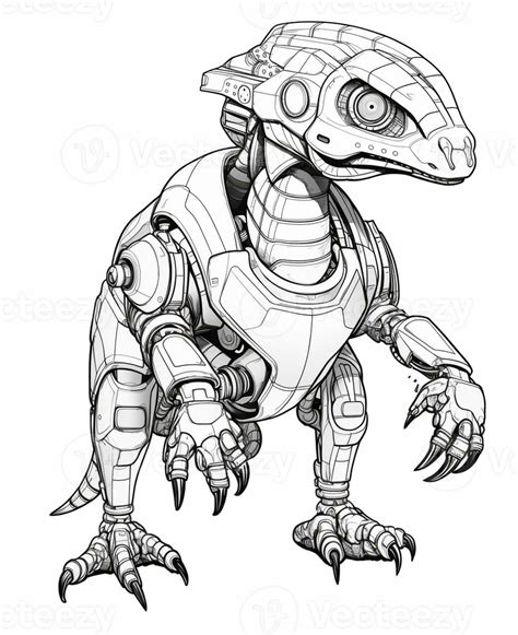 Un Dibujo De Un Robot Dinosaurio Con Un Casco En Generativo Ai 28423620 Foto De Stock En Vecteezy