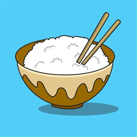 Premium Vector Rice Bowl With Chopsticks Cartoonstyle Vector Illustration