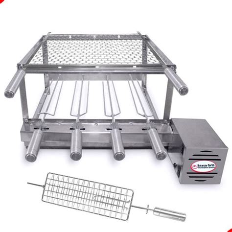 Kit Inox El Trico Girat Rio Direito Churrasqueira Espetos Brasa Grill