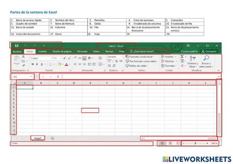 Ejercicio Interactivo De Partes De La Ventana De Excel Ejercicios