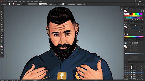 Drawing Karim Benzema Fifa World Cup Qatar Adobe Illustrator